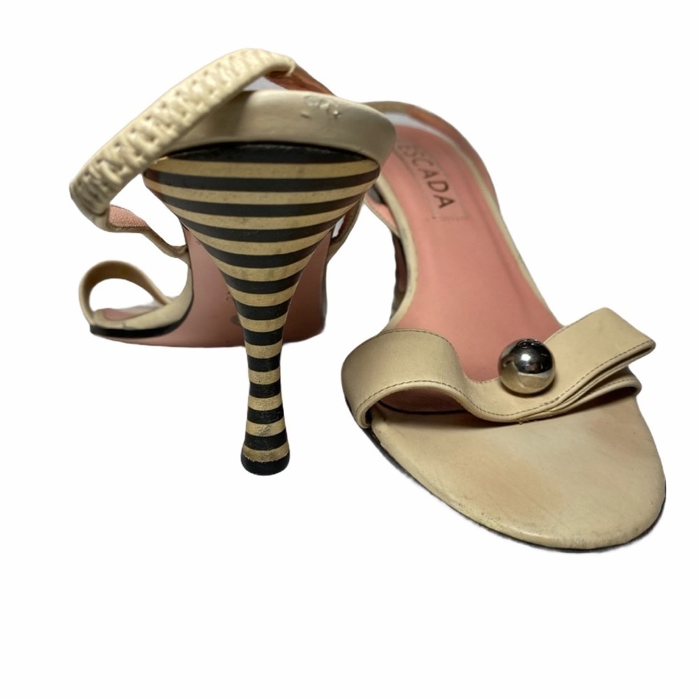Escada Vintage Slingback Heels Size 36 |Striped Heel Leather Designer Pumps